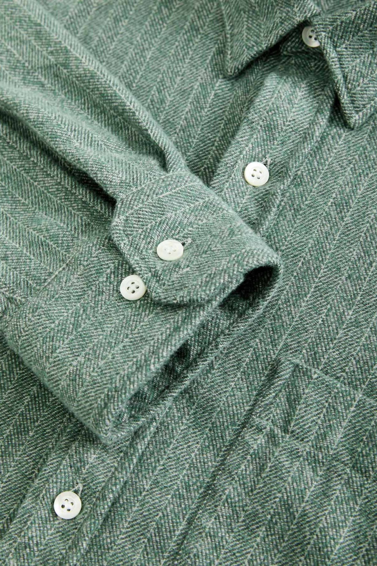 Mirra Shirt - Green Herringbone