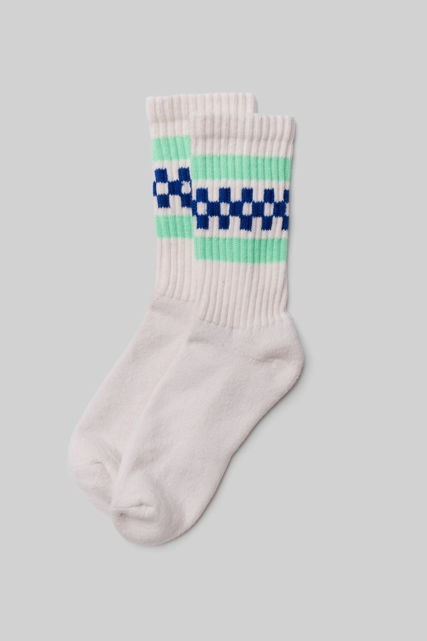 Retro Check Crew - Royal / Neon