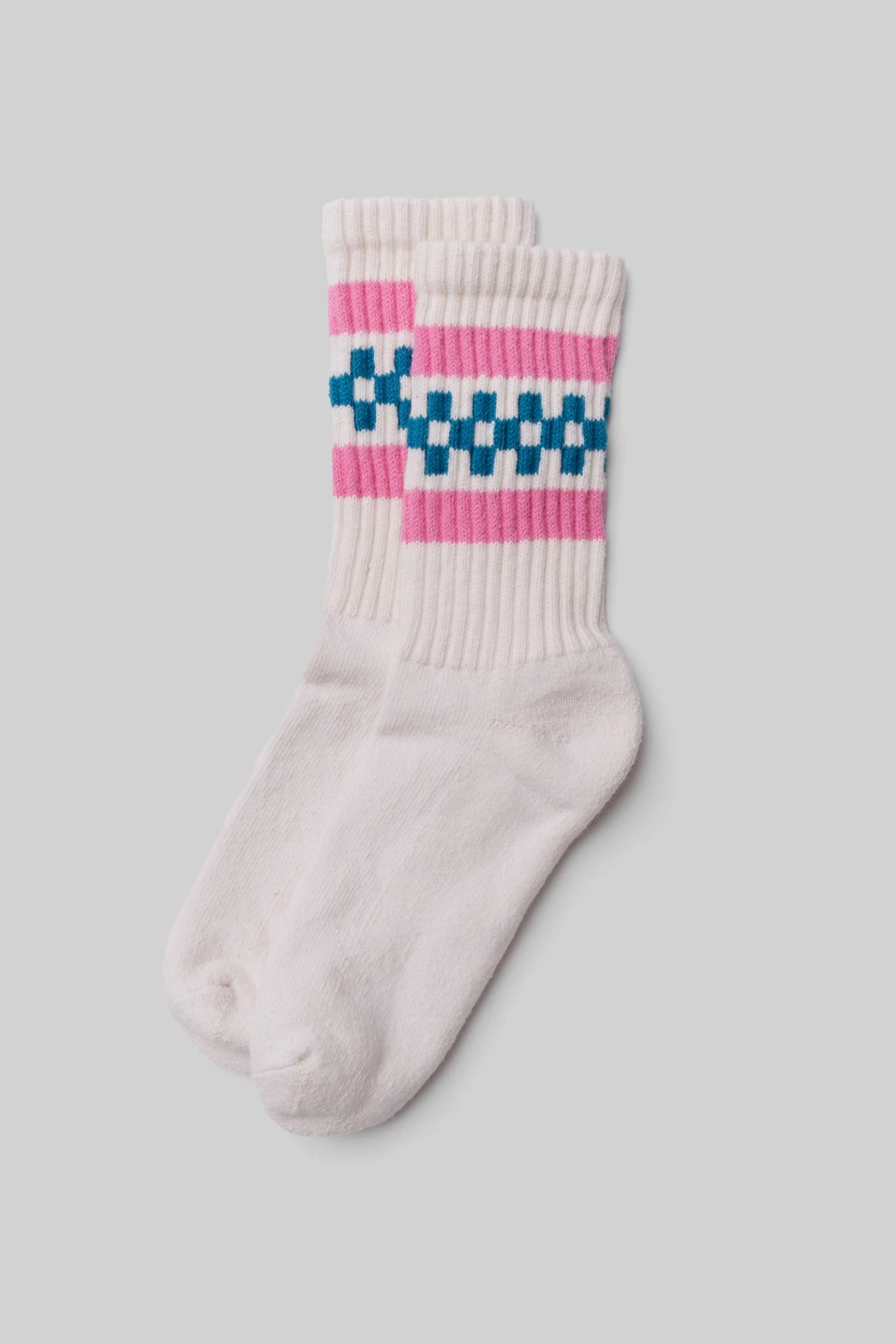 Retro Check Crew - Tile / Pink