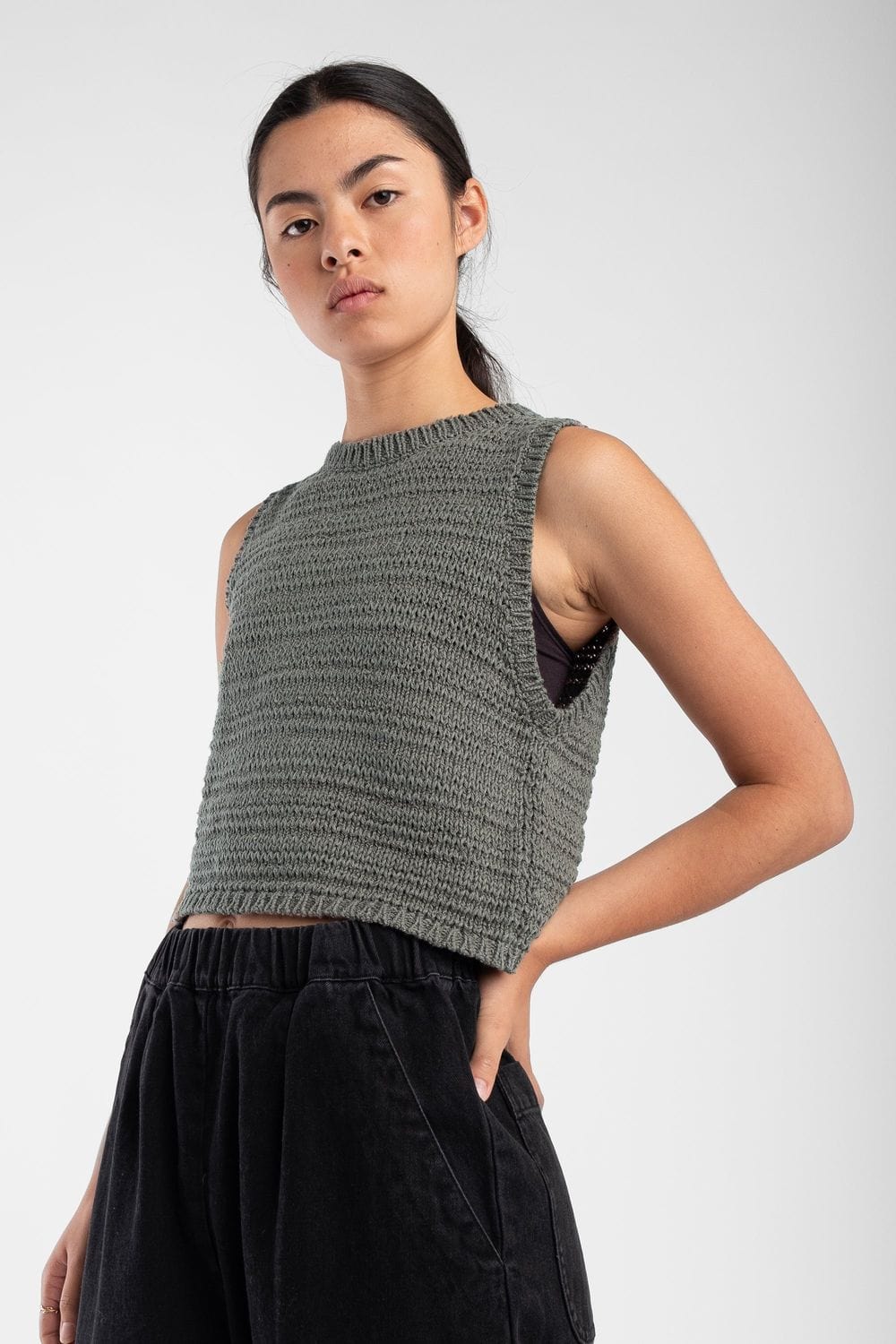 Ribbon Tank - Fog Green
