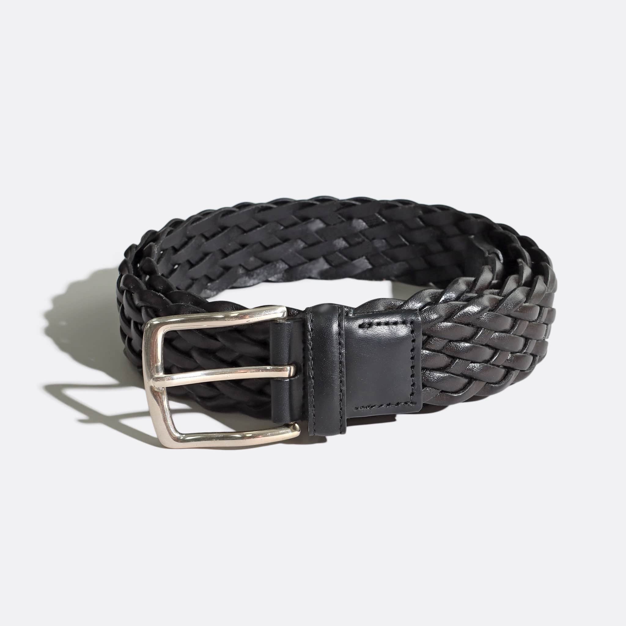 Woven Leather Belt - Black