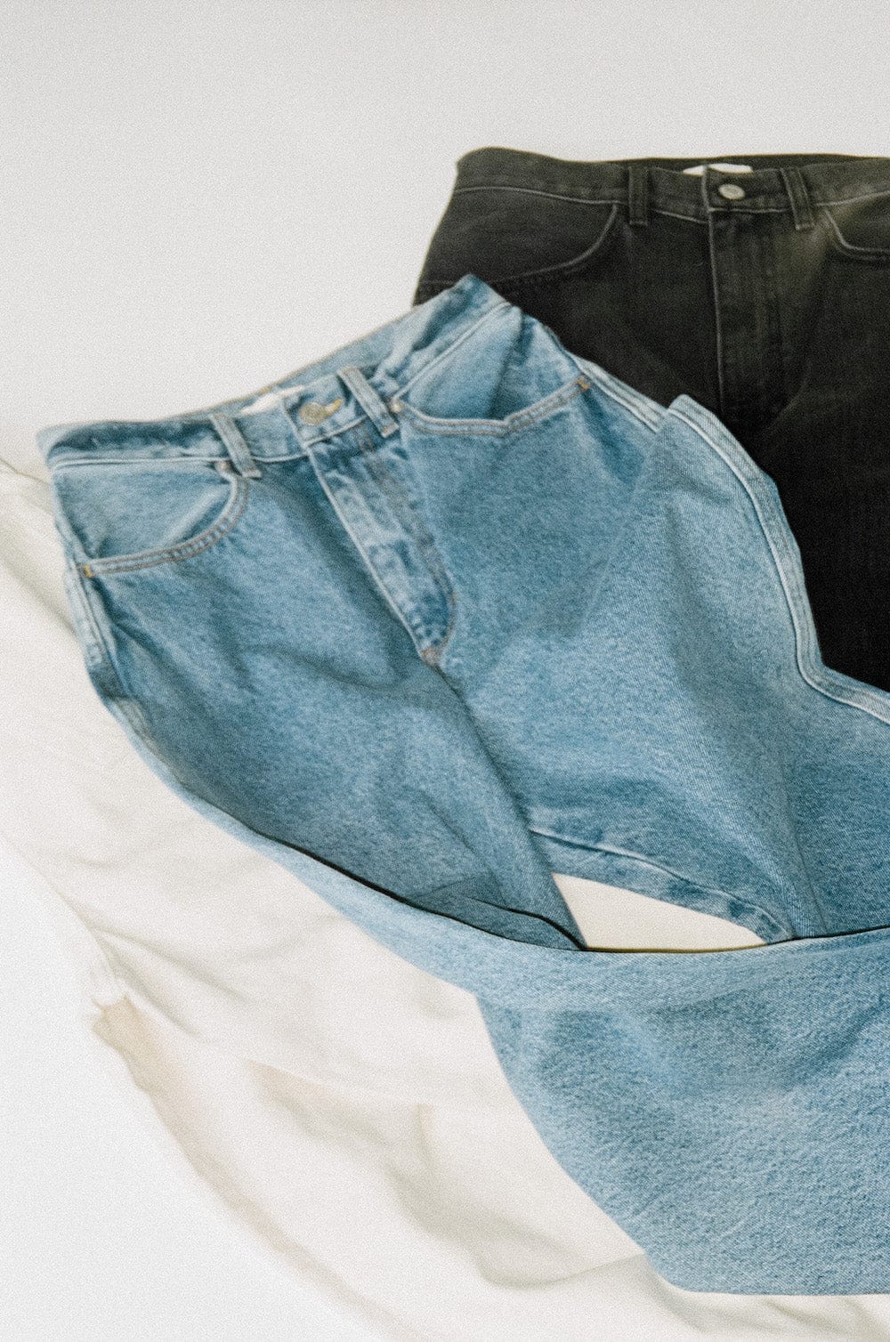 90's Color Baggy Jeans - Washed Blue