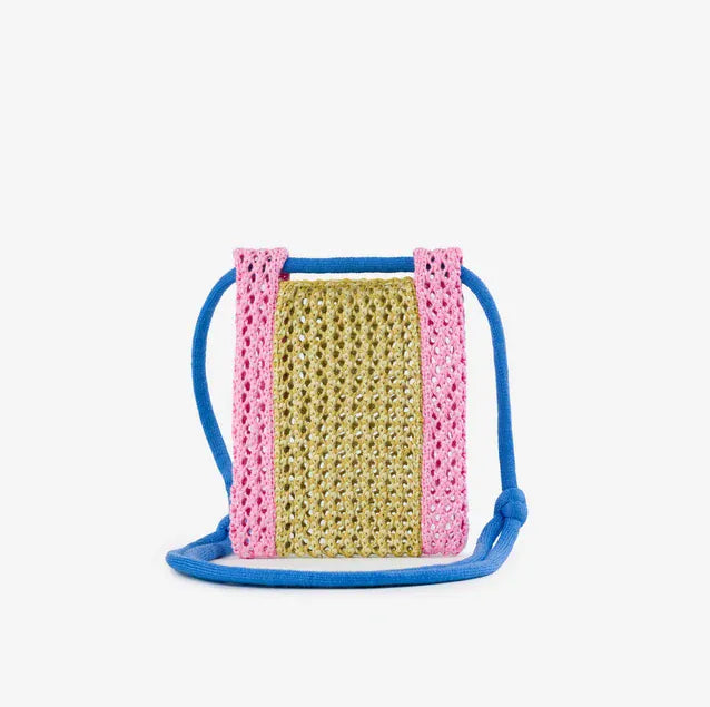 Raffia Phone Sling - Golden Olive Pink