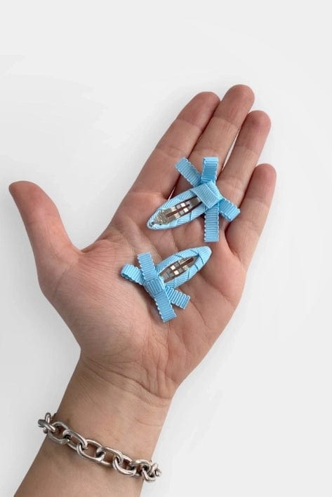 Bow Snap Clips - Baby Blue