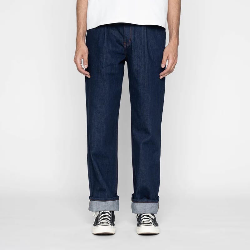 Pleated Trouser - Vertical Slub Denim