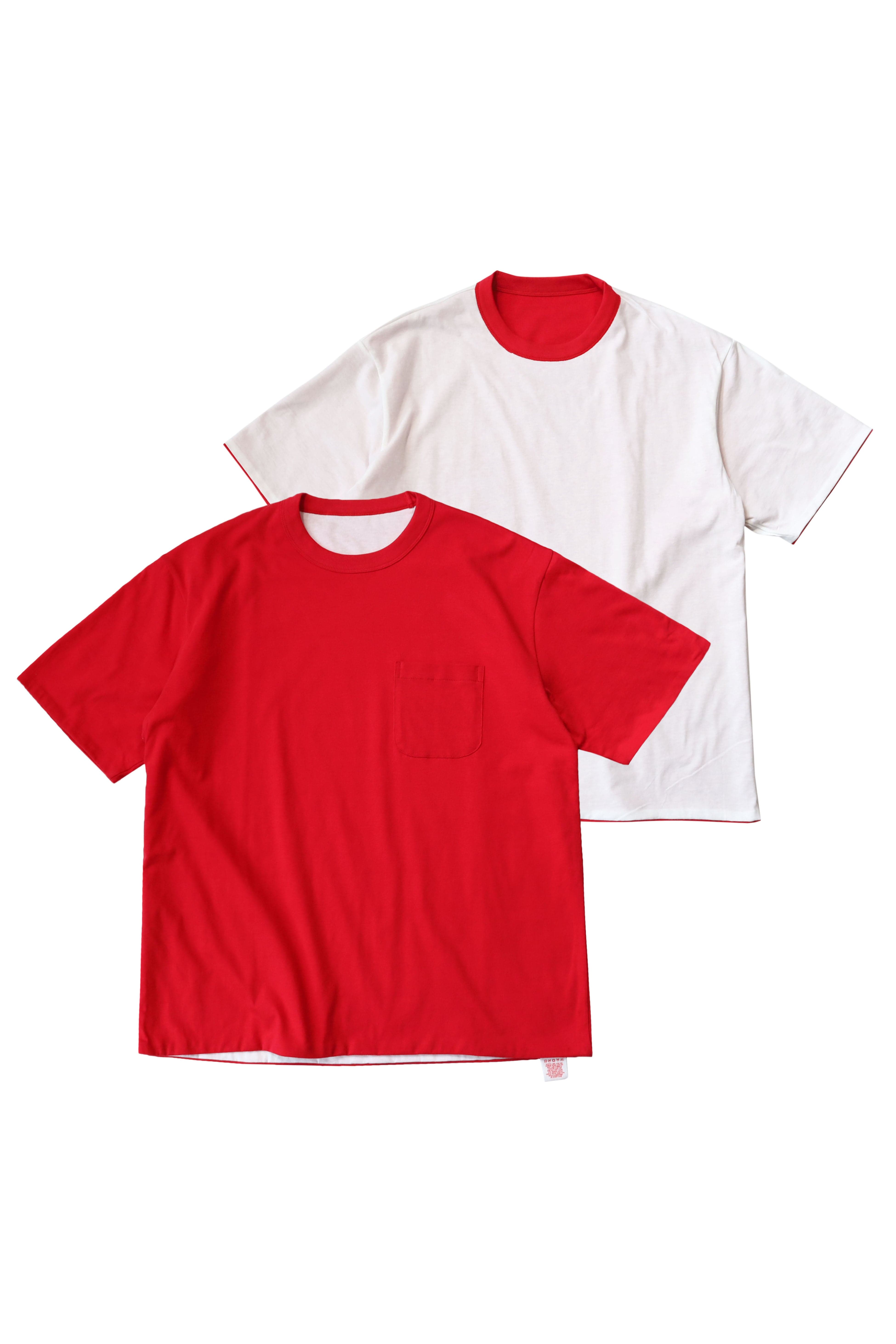 Velva Sheen Reversible Tee Red Off White L