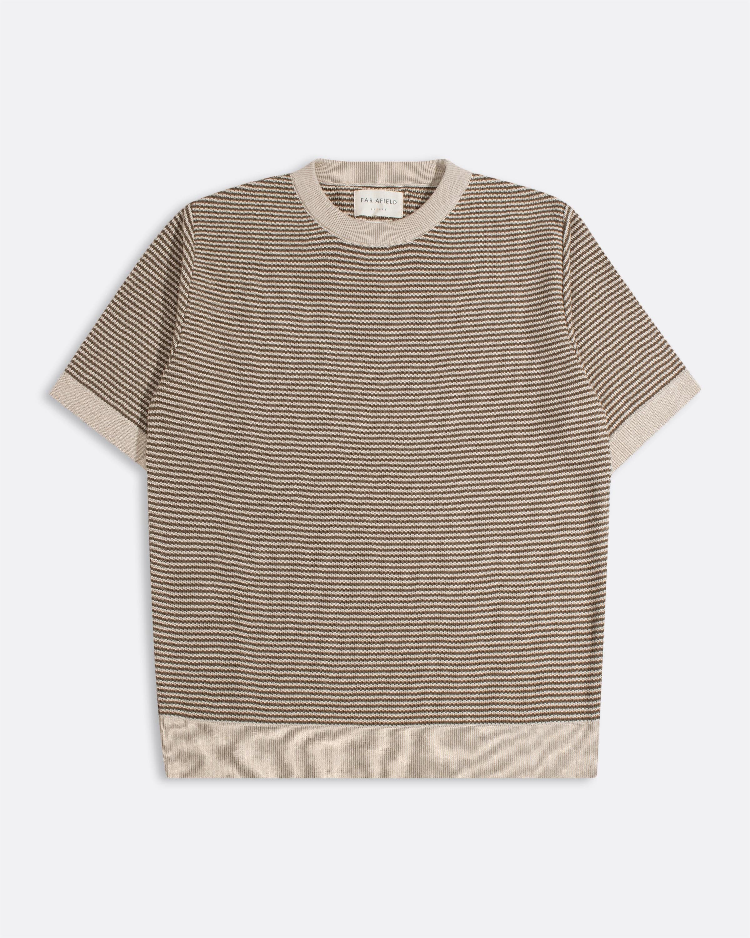 Newport Knitted Tee - Sand / Brown Stripe