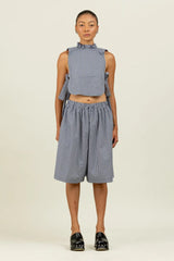 Adele Long Shorts - Navy White Gingham