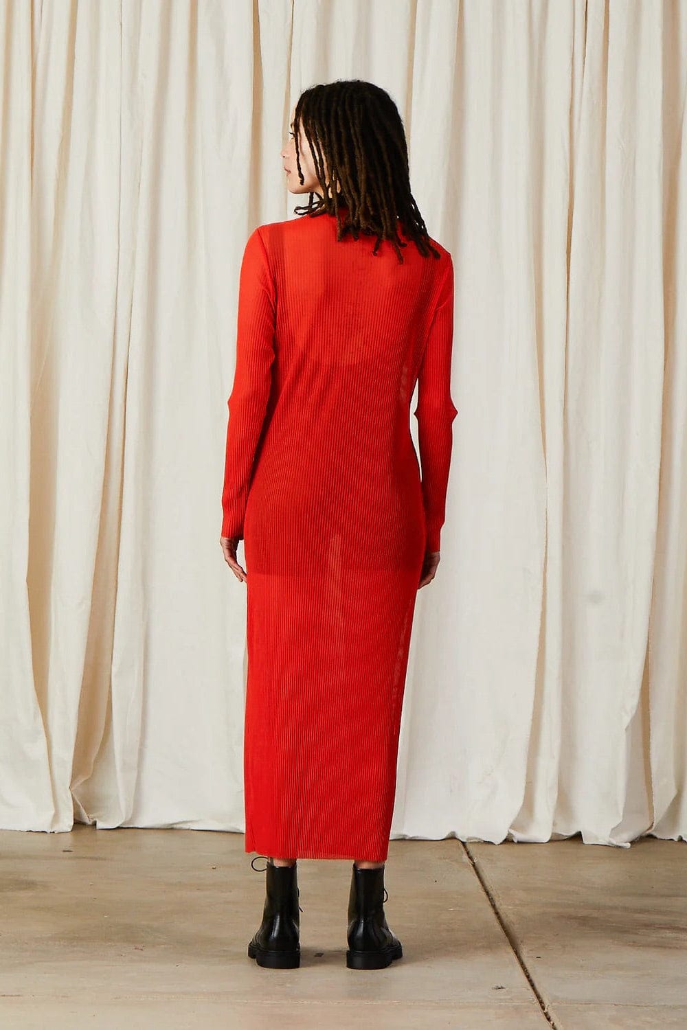 Pleated Mesh Dress - Poppy