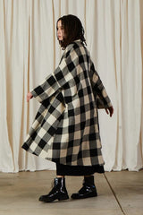 Drop Sleeve Notch Jacket - Black / Cream Plaid