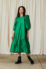Peasant Dress - Kelly Green Taffeta