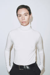 Roll Neck Jersey Top - White