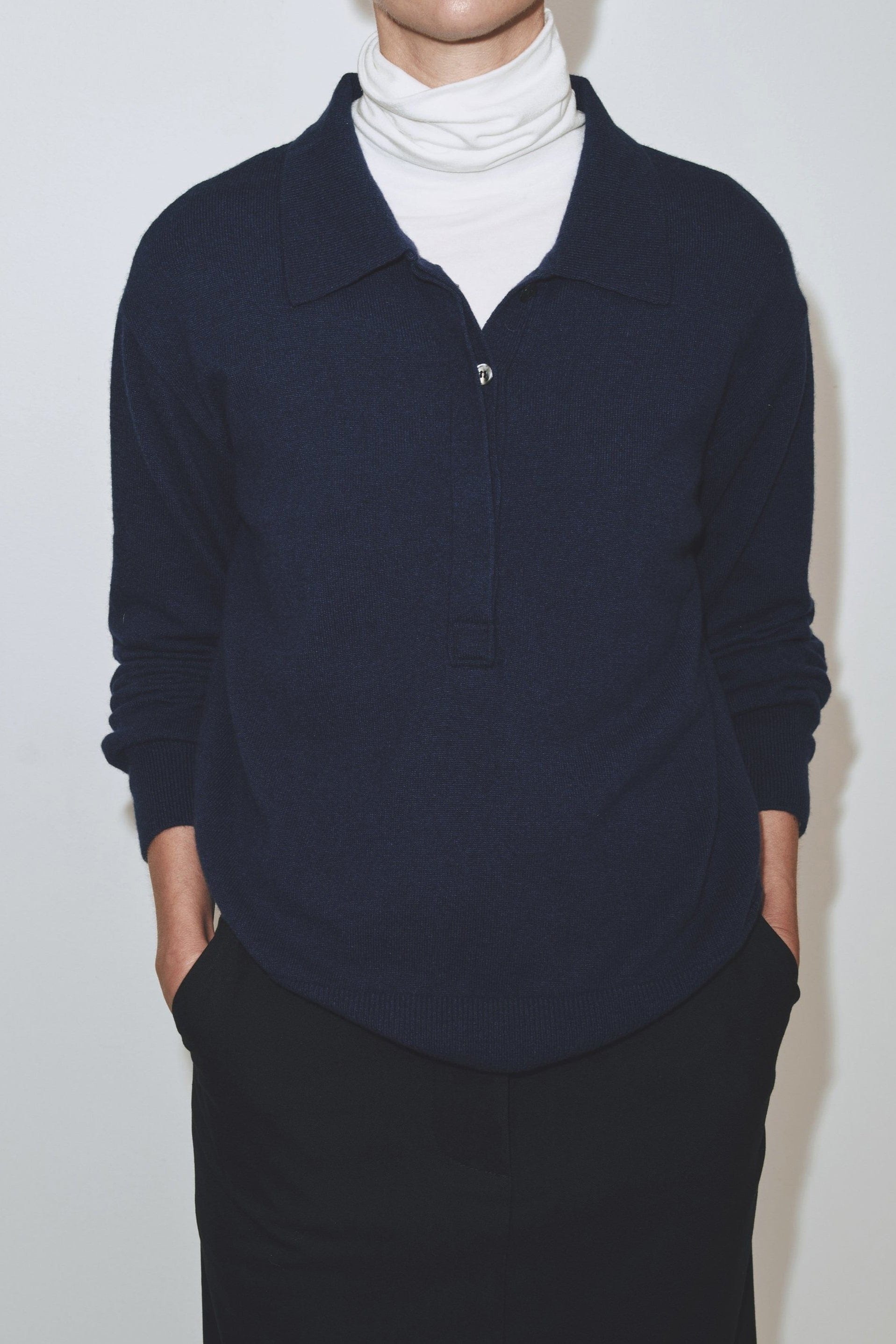 Cashmere Blend Polo - Navy