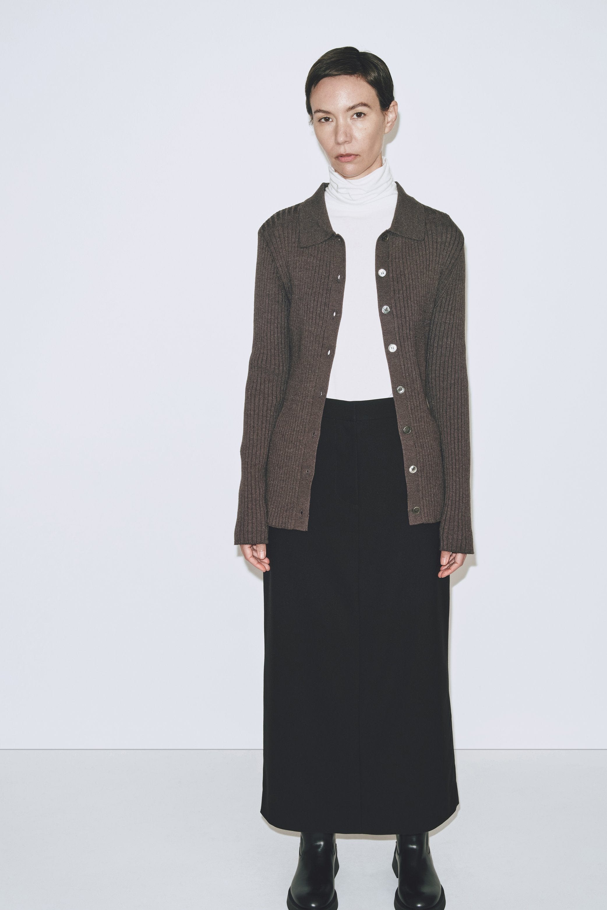 Roll Neck Jersey Top - White