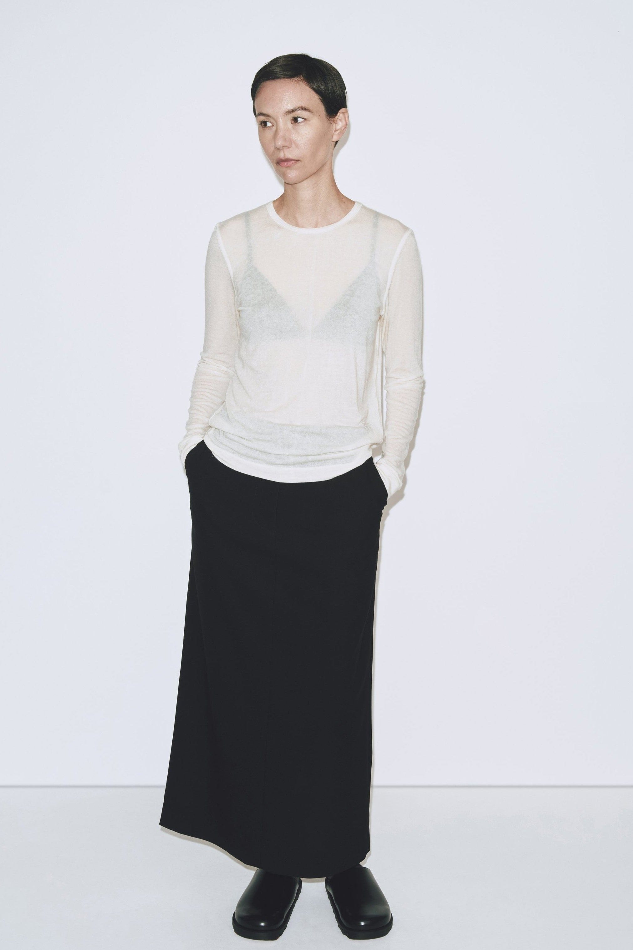 Wool Tencel Crew Neck - Ivory