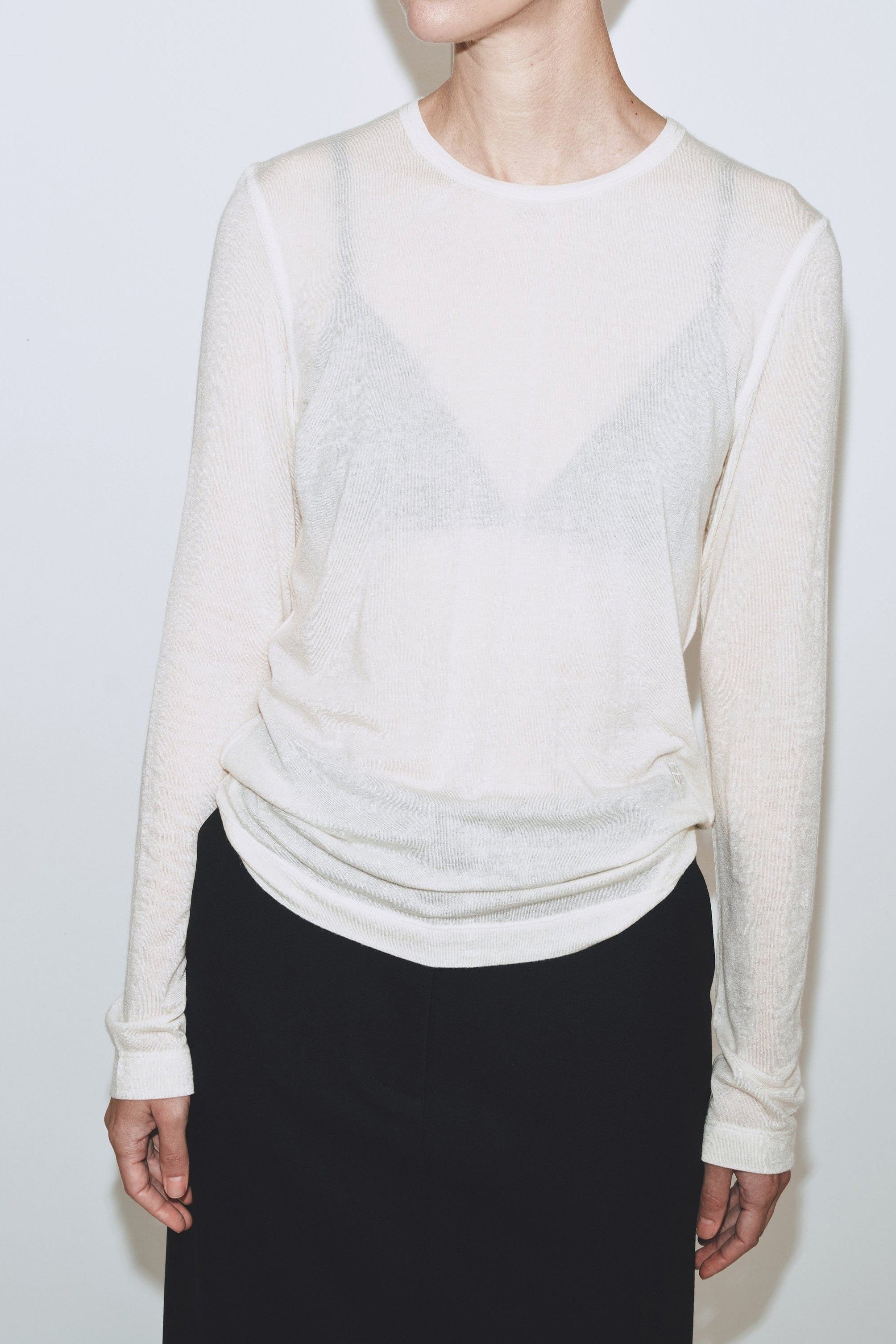 Wool Tencel Crew Neck - Ivory