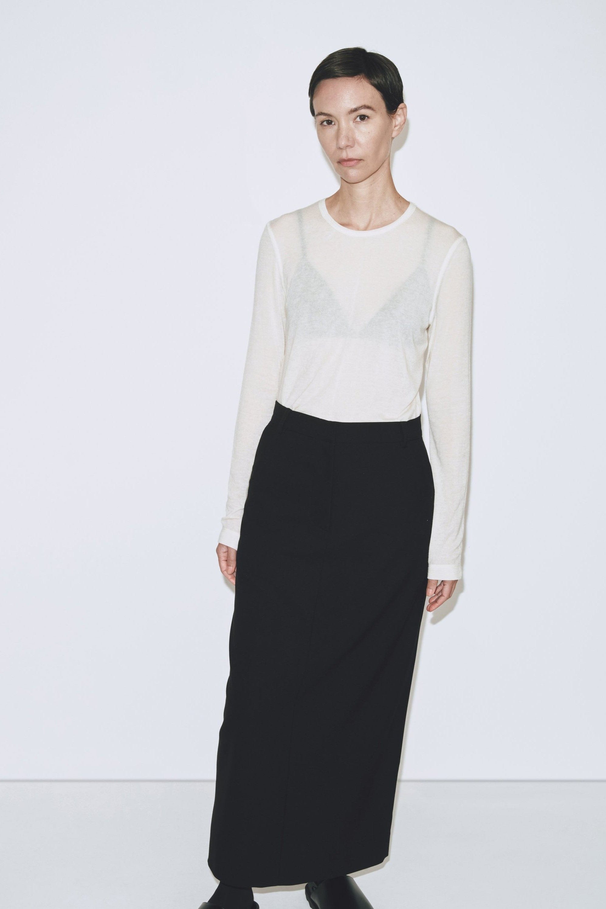 Wool Tencel Crew Neck - Ivory