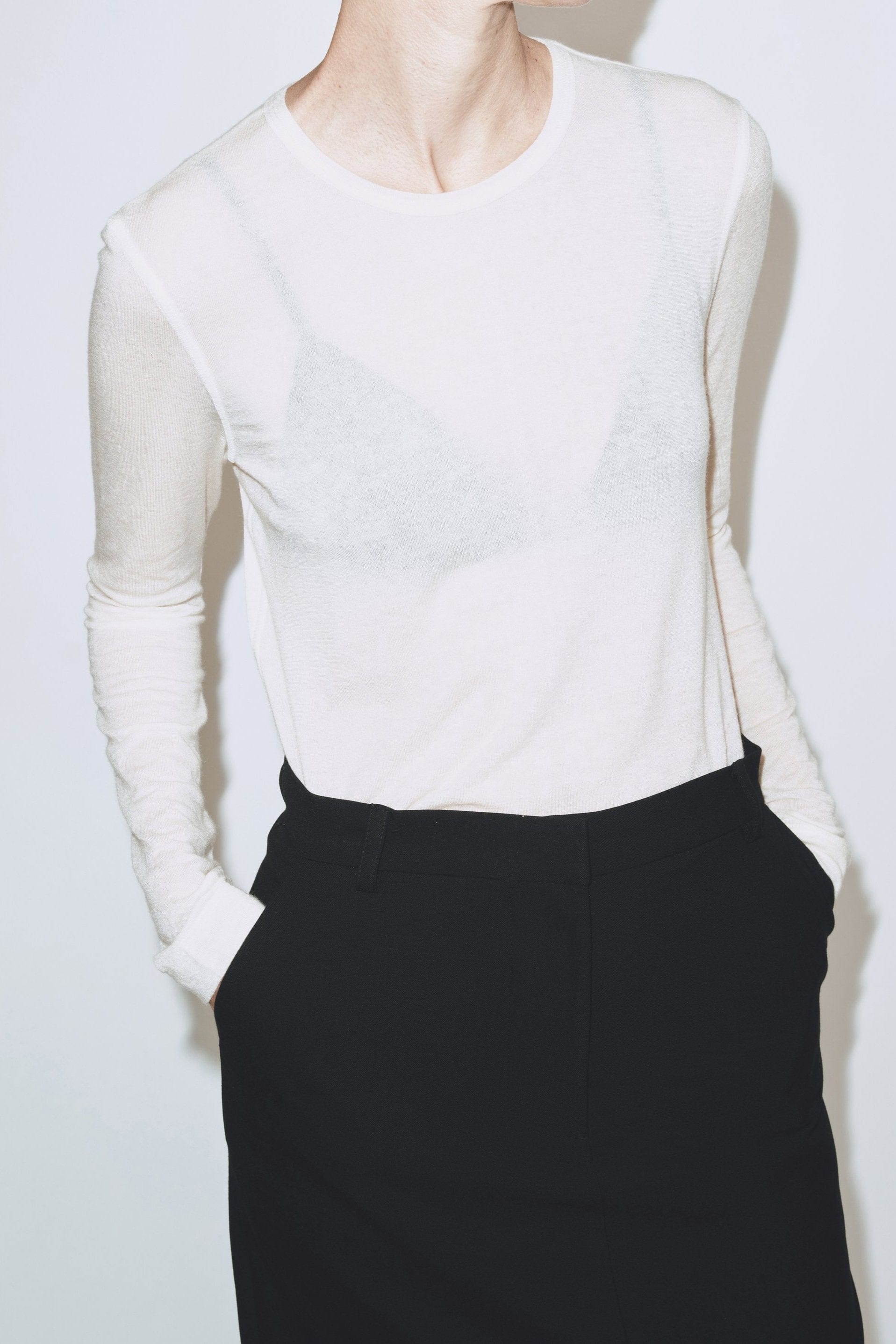 Wool Tencel Crew Neck - Ivory