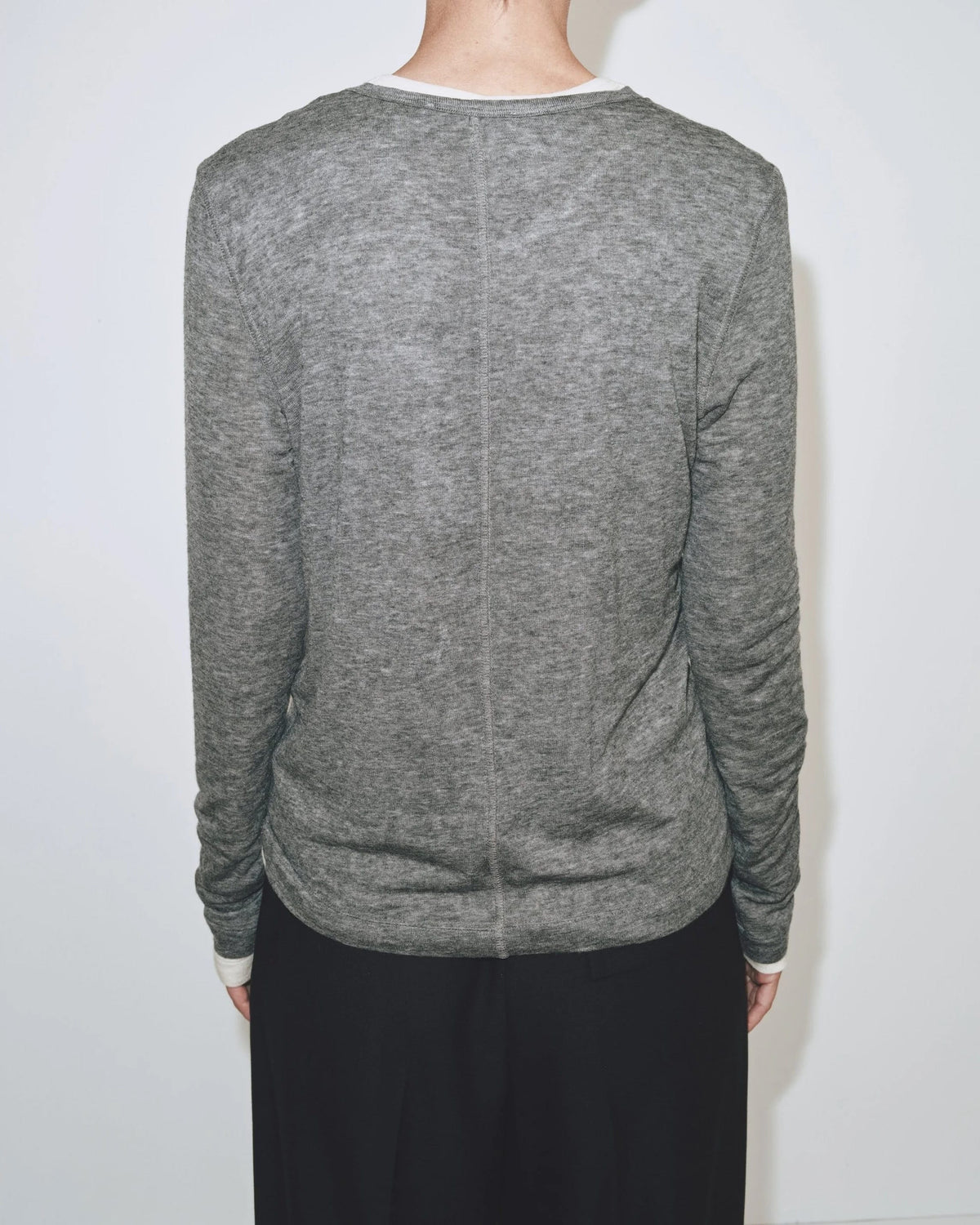 Wool Tencel Crew Neck - Heather Grey