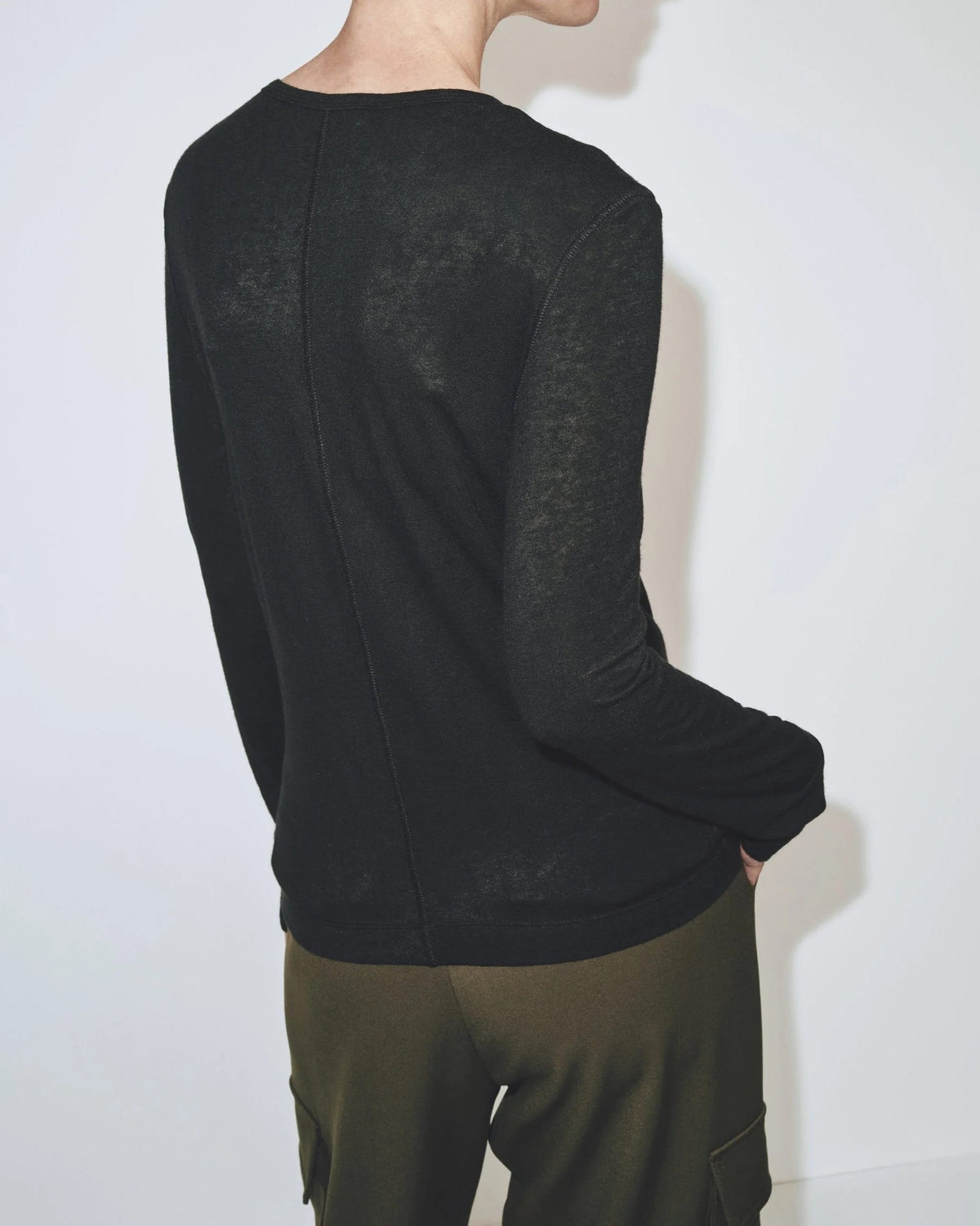 Wool Tencel Crew Neck - Black