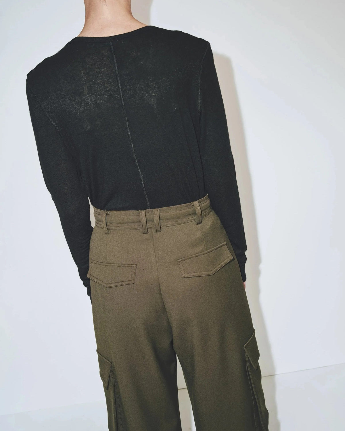 Wool Tencel Crew Neck - Black