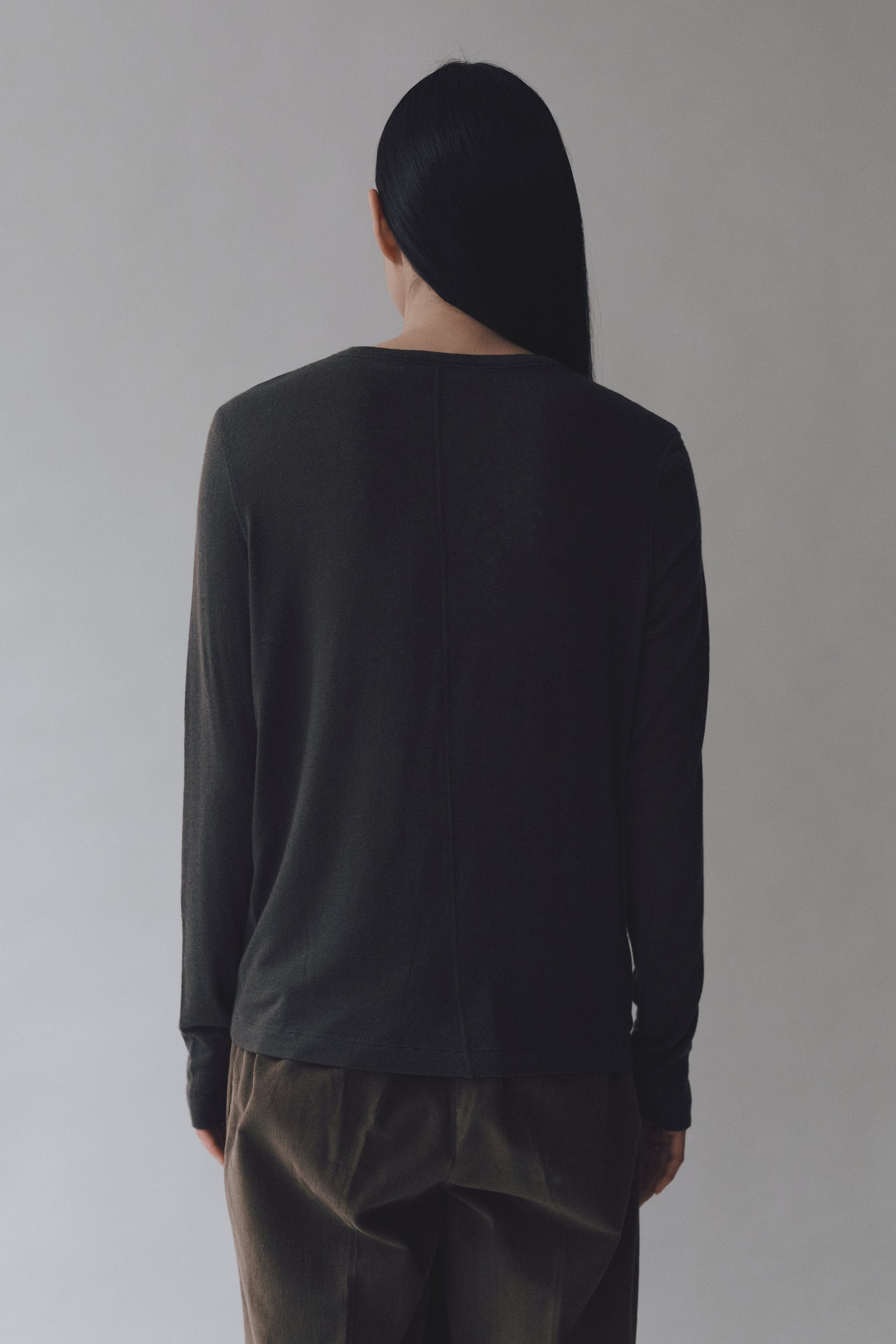 Wool Tencel Crew Neck - Charcoal