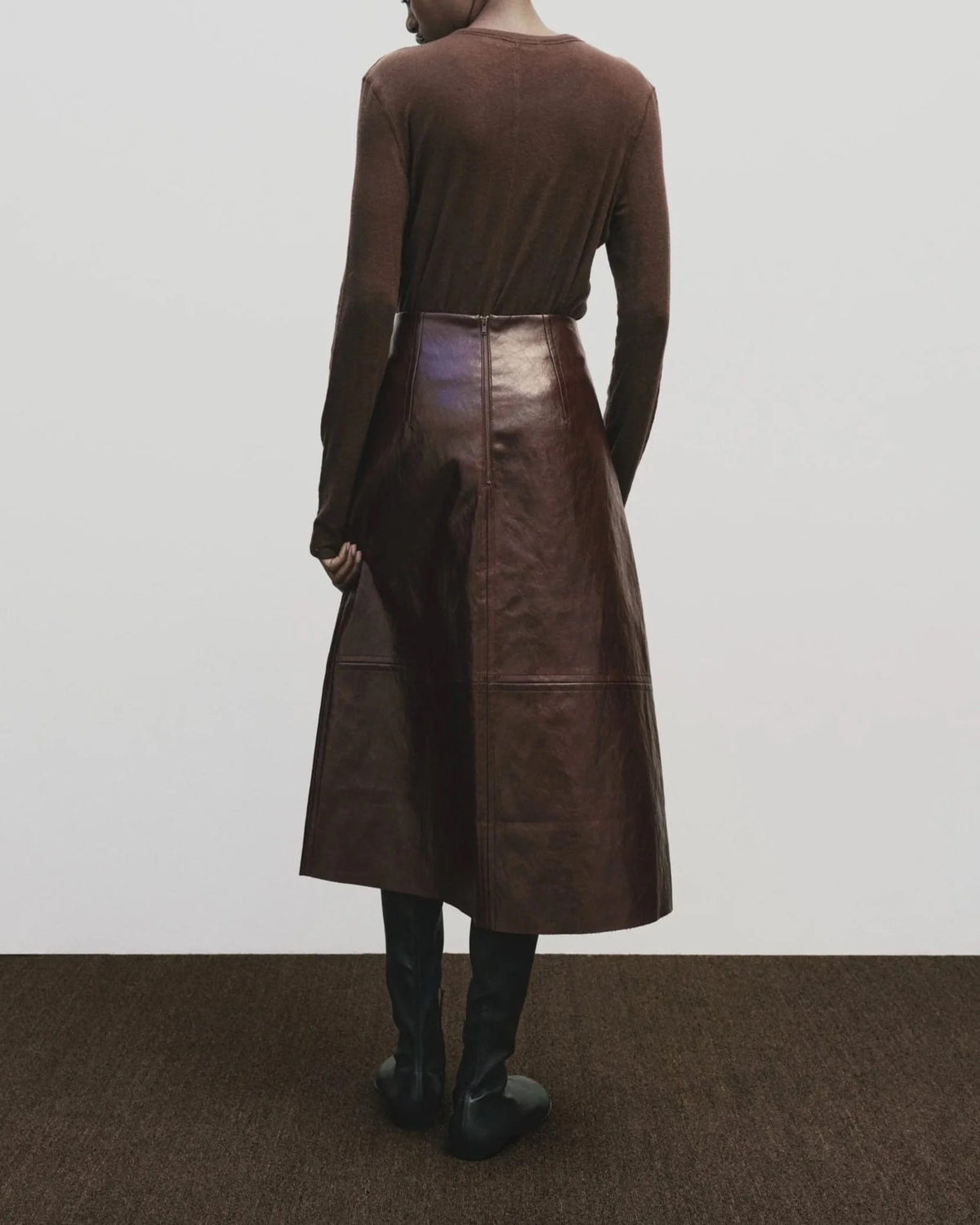 Wool Tencel Crew Neck - Brown