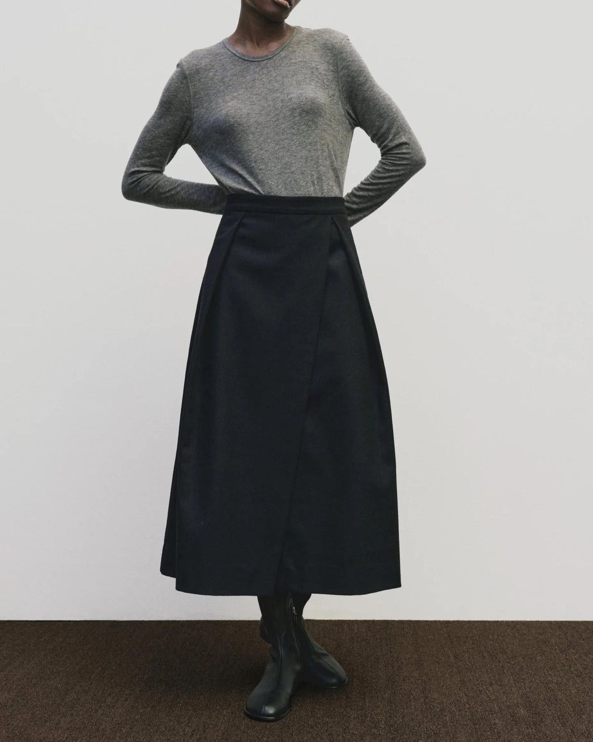 Wool Tencel Crew Neck - Heather Grey