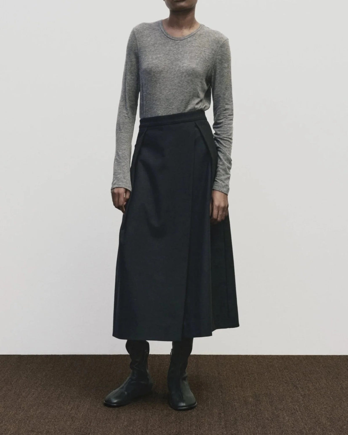 Wool Tencel Crew Neck - Heather Grey
