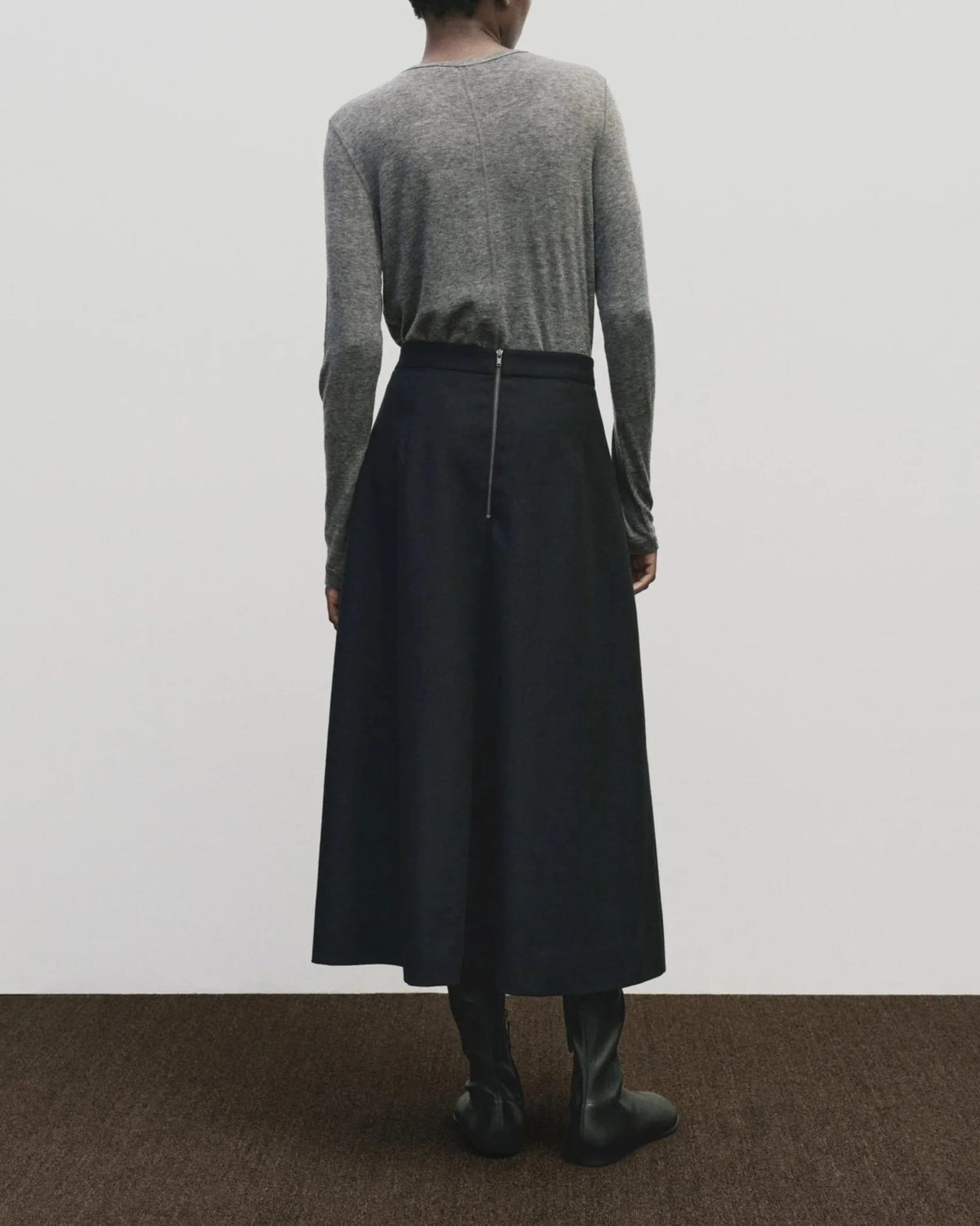 Wool Tencel Crew Neck - Heather Grey
