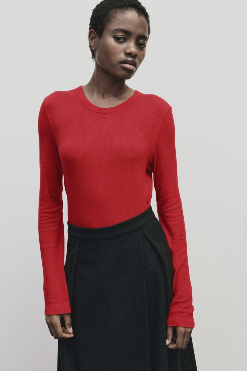 Wool Tencel Crew Neck - Red