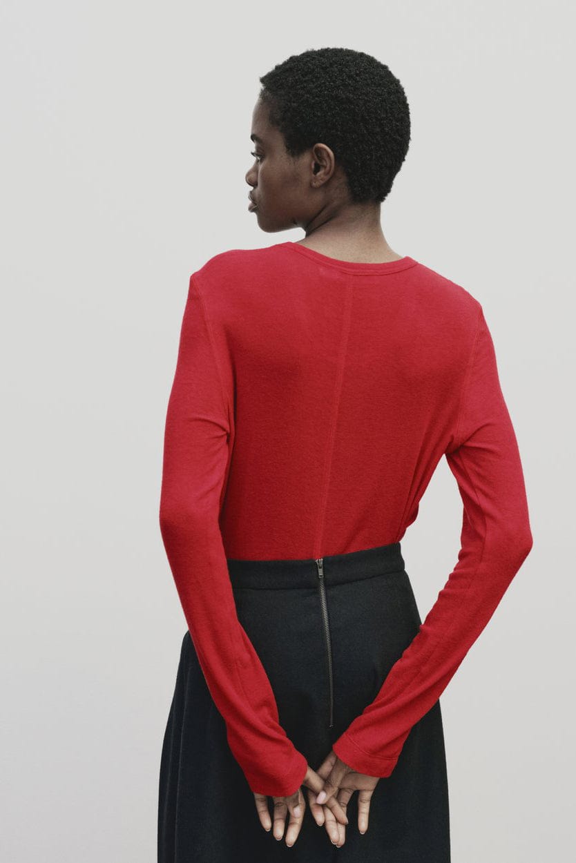 Wool Tencel Crew Neck - Red