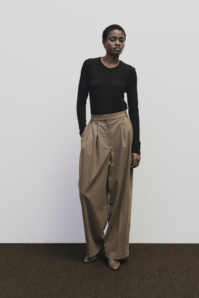 Wool Tencel Crew Neck - Black