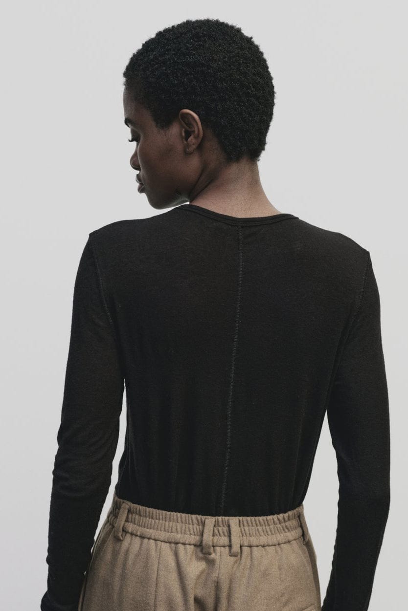 Wool Tencel Crew Neck - Black