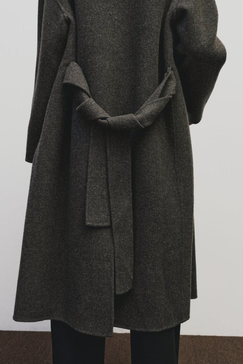 Handmade Belted Wool Coat - Brown