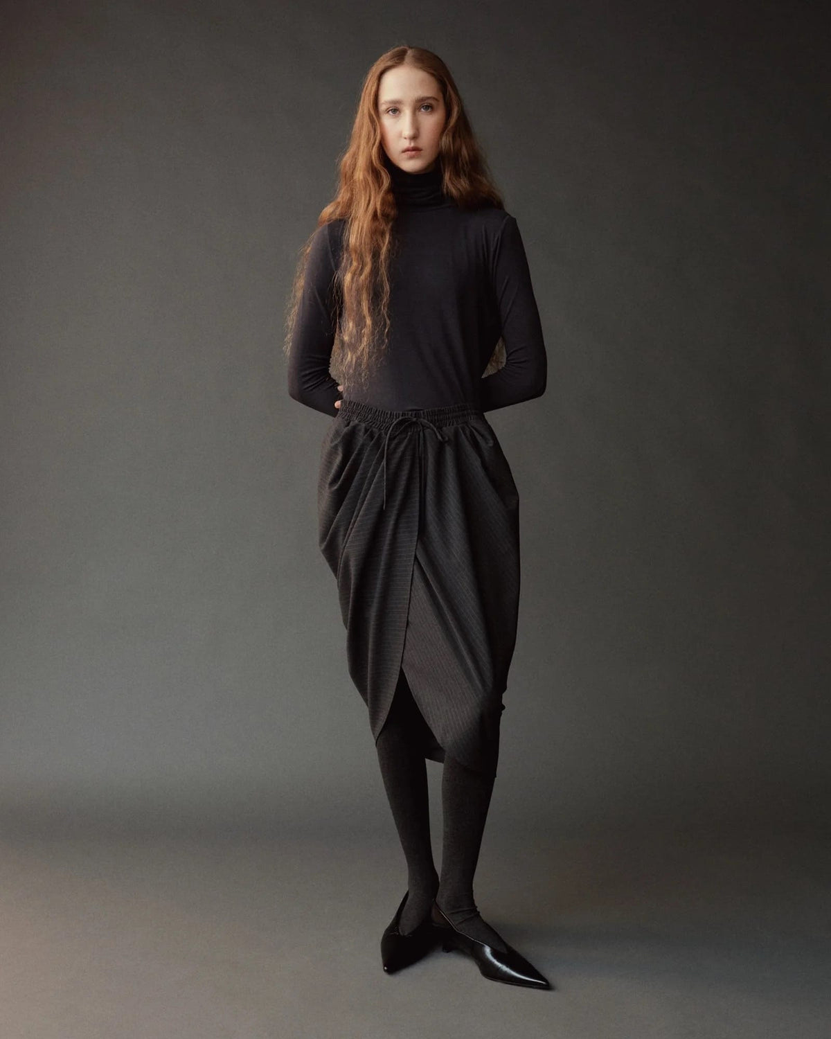 Roll Neck Jersey Top - Graphite