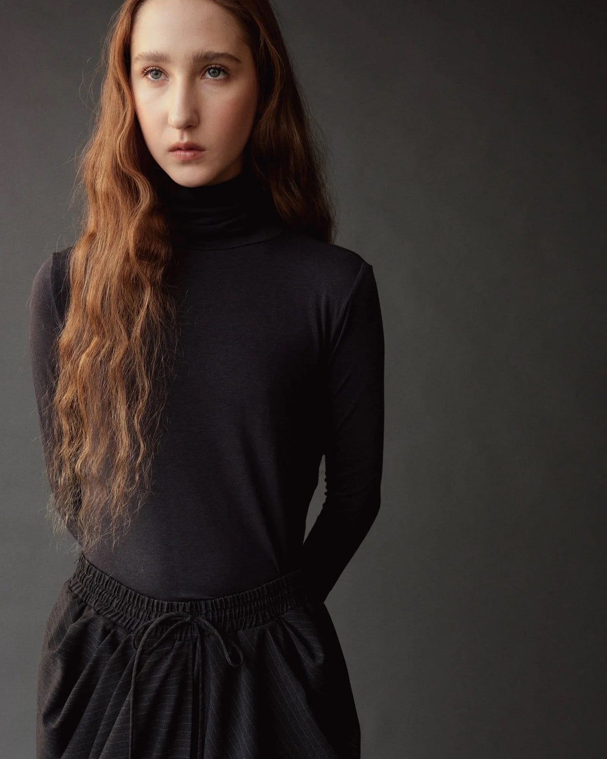 Roll Neck Jersey Top - Graphite