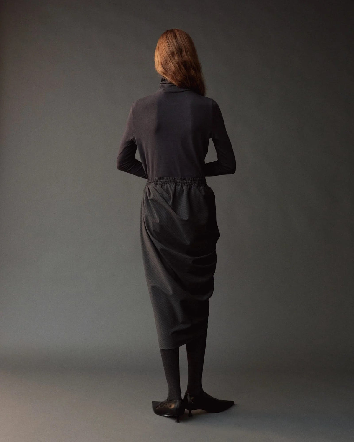 Roll Neck Jersey Top - Graphite