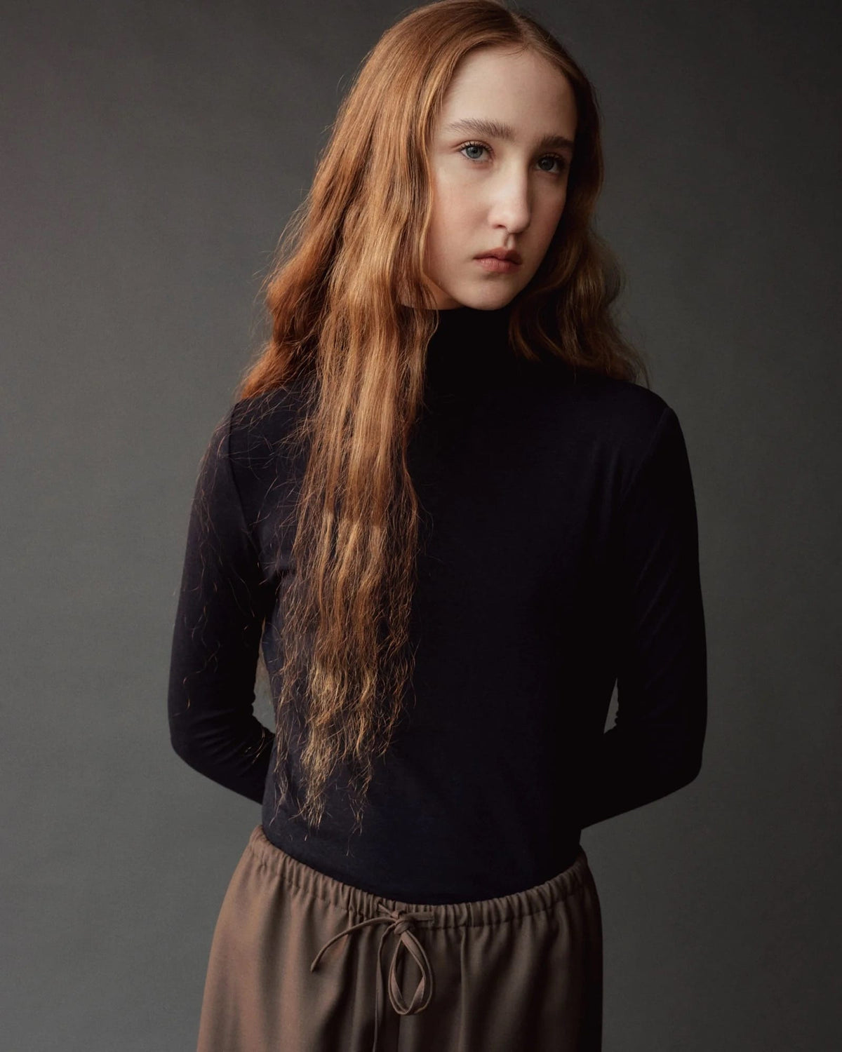 Roll Neck Jersey Top - Dark Navy