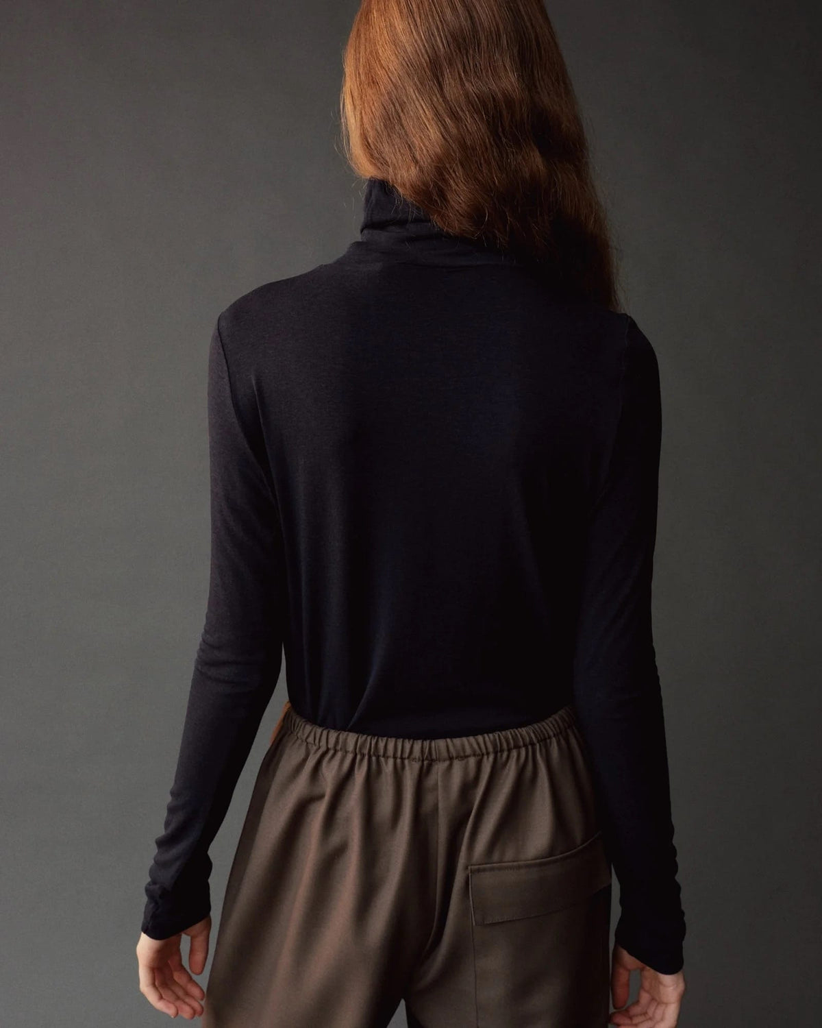 Roll Neck Jersey Top - Dark Navy