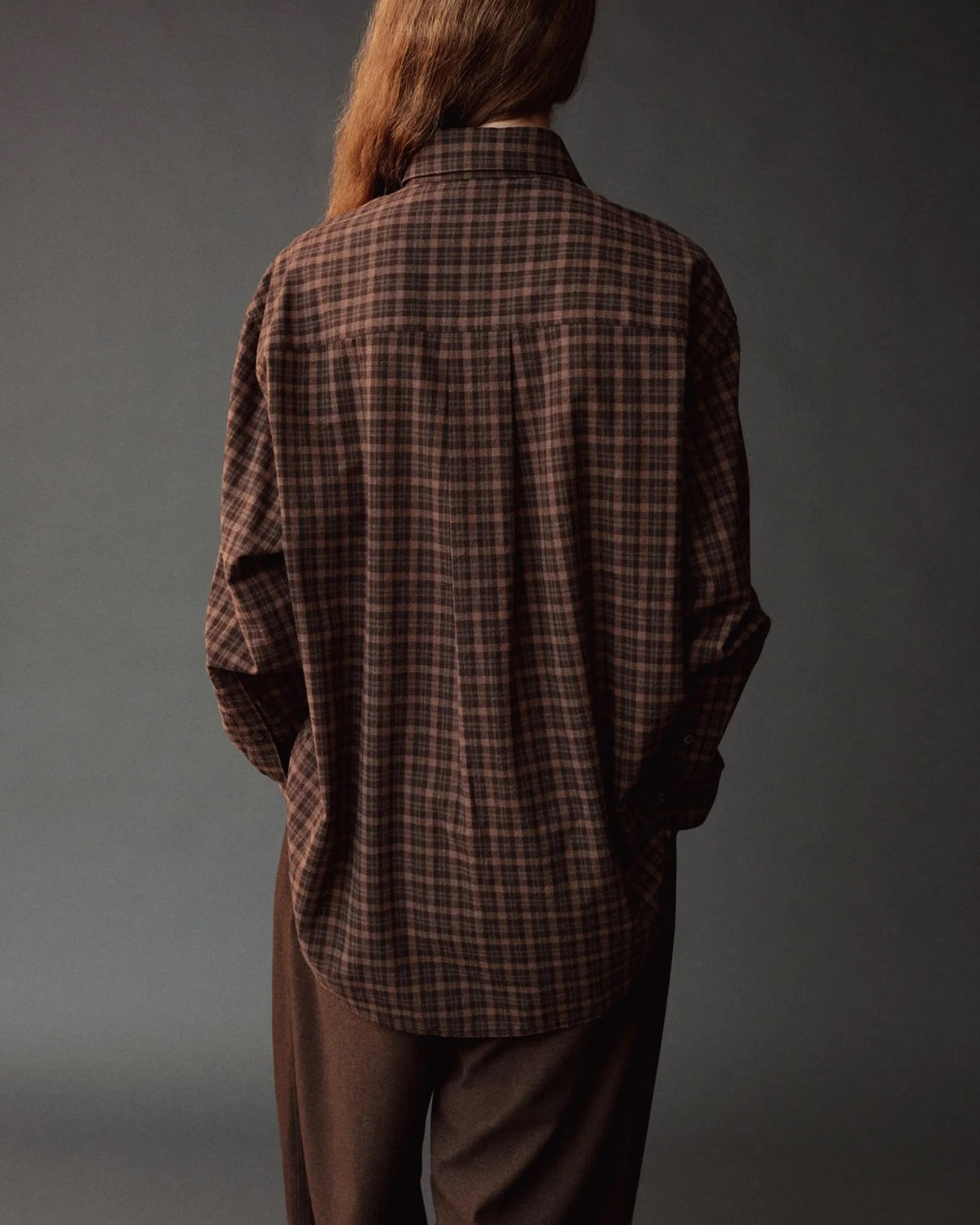 Oversized Plaid Shirt - Brown