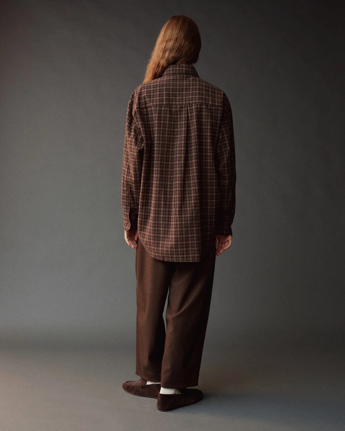 Oversized Plaid Shirt - Brown