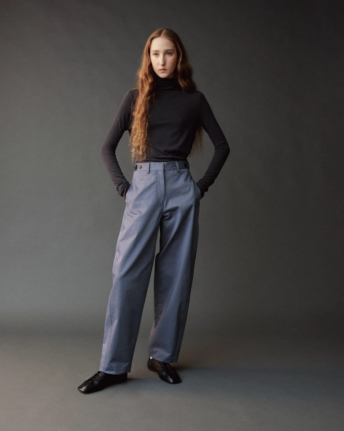 Roll Neck Jersey Top - Graphite