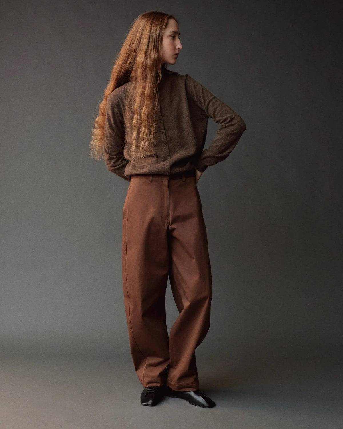 Mock Neck Cardigan - Dark Beige