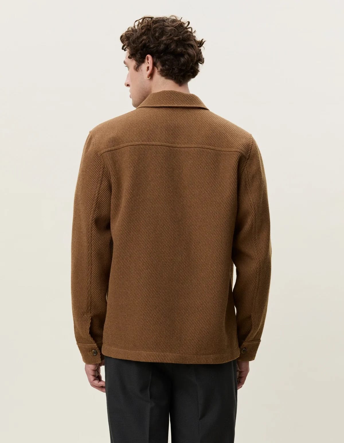 Twill Wool Overshirt - Rubber Brown