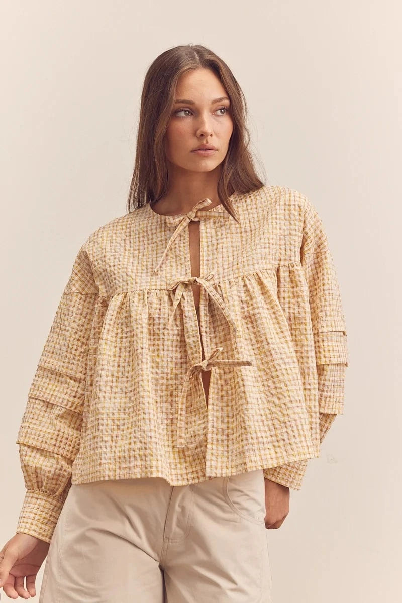 Tie Front Blouse - Natural