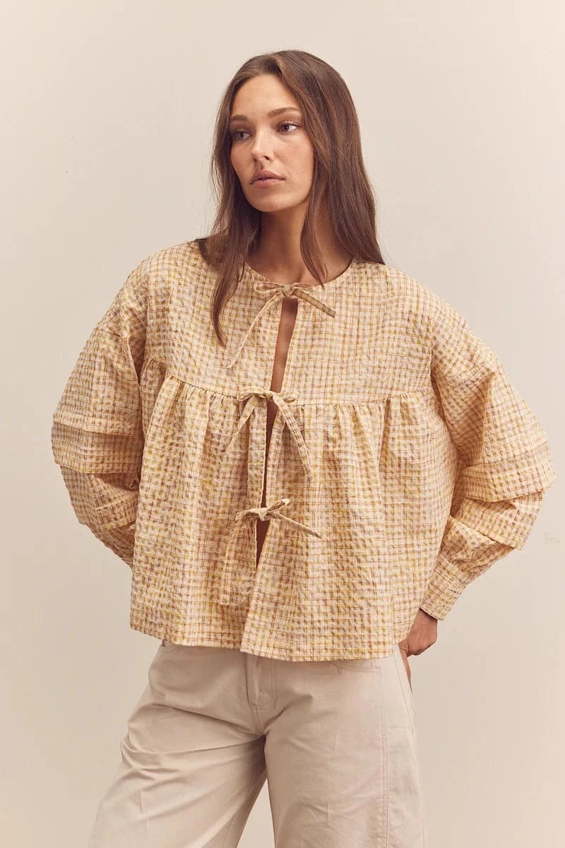 Tie Front Blouse - Natural