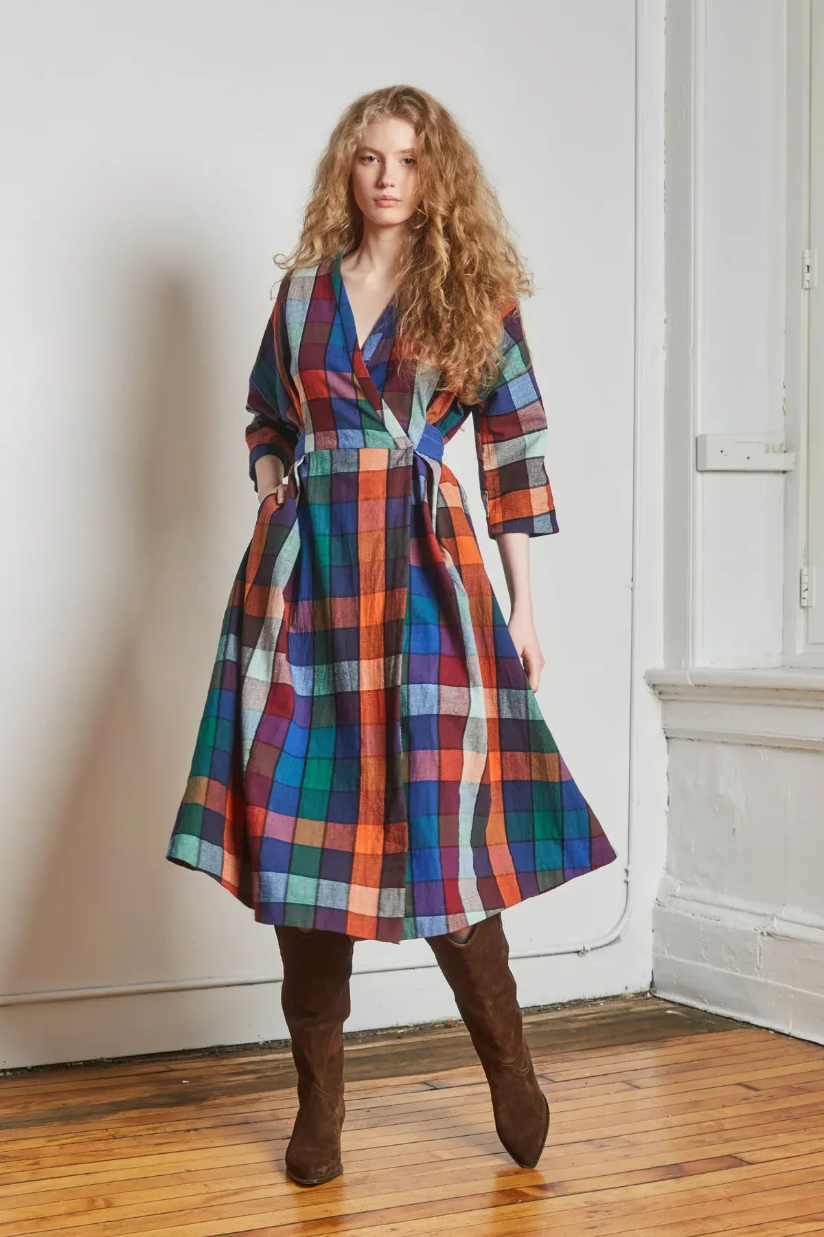 Nova Wrap Dress - Mosaic Chex