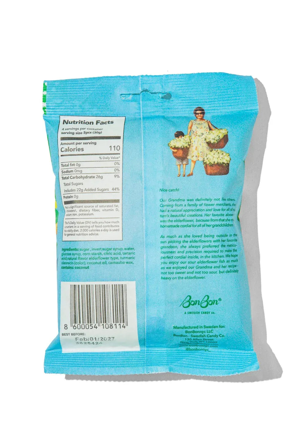 Sour Elderflower Fish - Swedish Candy 5.2oz (150g)