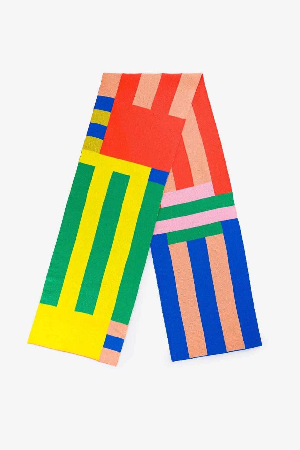 Waterfall Stripe Big Scarf- Peach Cobalt